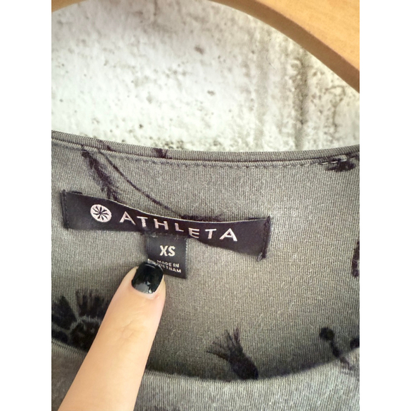 NWT Athleta Santorini Printed High Neck Dress size XS olive green modal - Picture 4 of 7